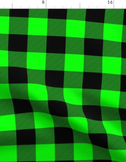 Medium Bright Green Rustic Cowboy Cabin Buffalo Check Plaid 2 inch Fabric