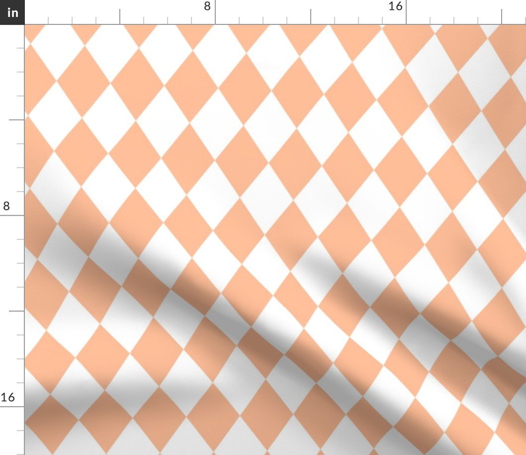 Medium Diamond Checks in Peach Fuzz Color of the Year 2024 and White Fabric Medium Diamond Checks in Peach Fuzz Color of the Year 2024 and White Fabric
