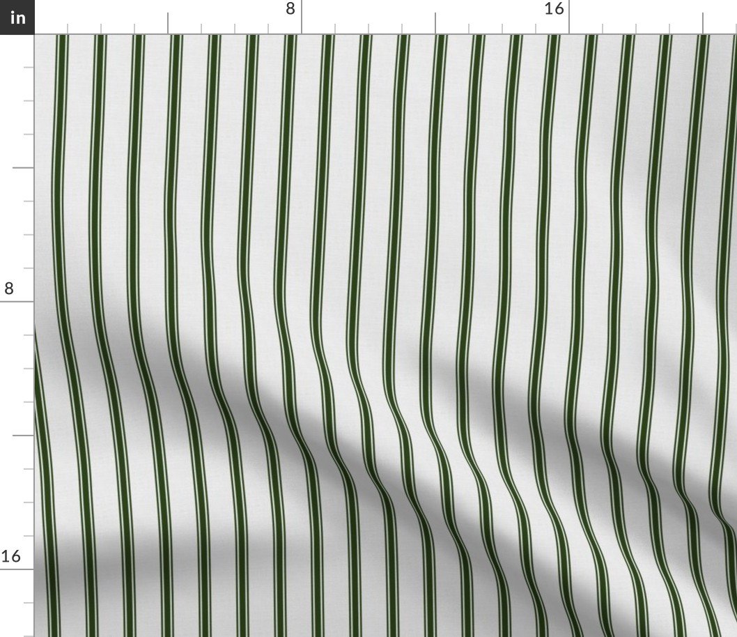 Medium Lichen Green on Off-White French Provincial Mattress Ticking Fabric Medium Lichen Green on Off-White French Provincial Mattress Ticking Fabric