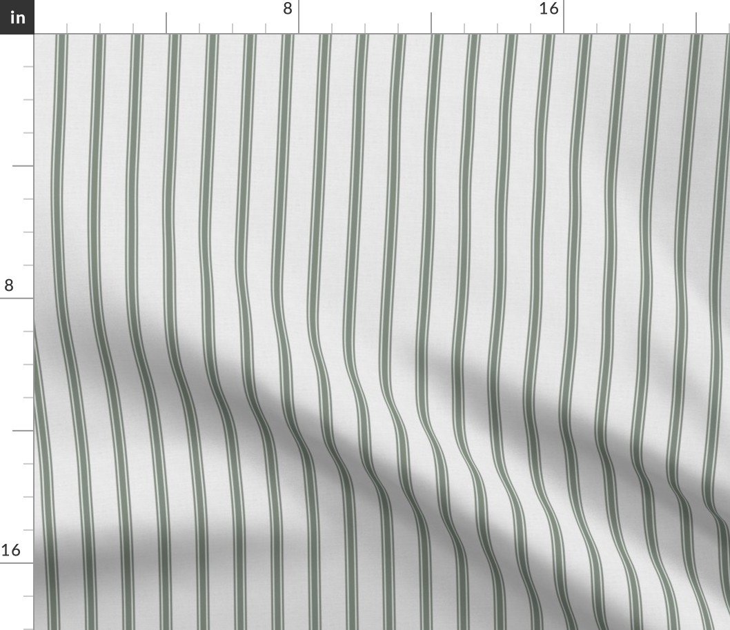Medium Sage Green on Off-White French Provincial Mattress Ticking Fabric Medium Sage Green on Off-White French Provincial Mattress Ticking Fabric