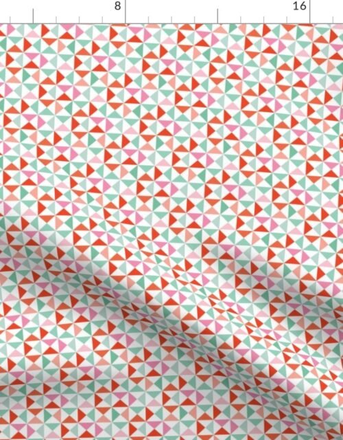 Merry Bright Christmas Coordinate Green & Orange Triangles Fabric