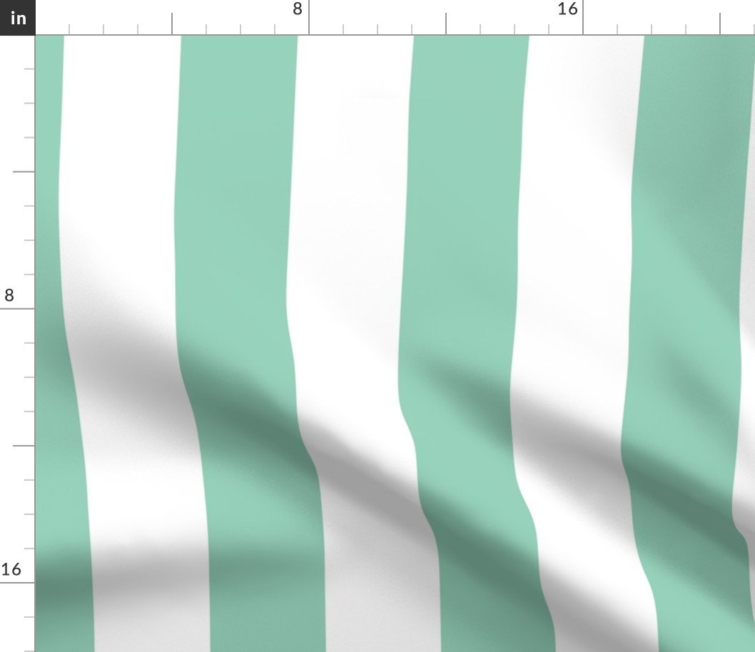 Merry Bright Mint Green and White Vertical 3 inch Big Top Circus Stripe Fabric