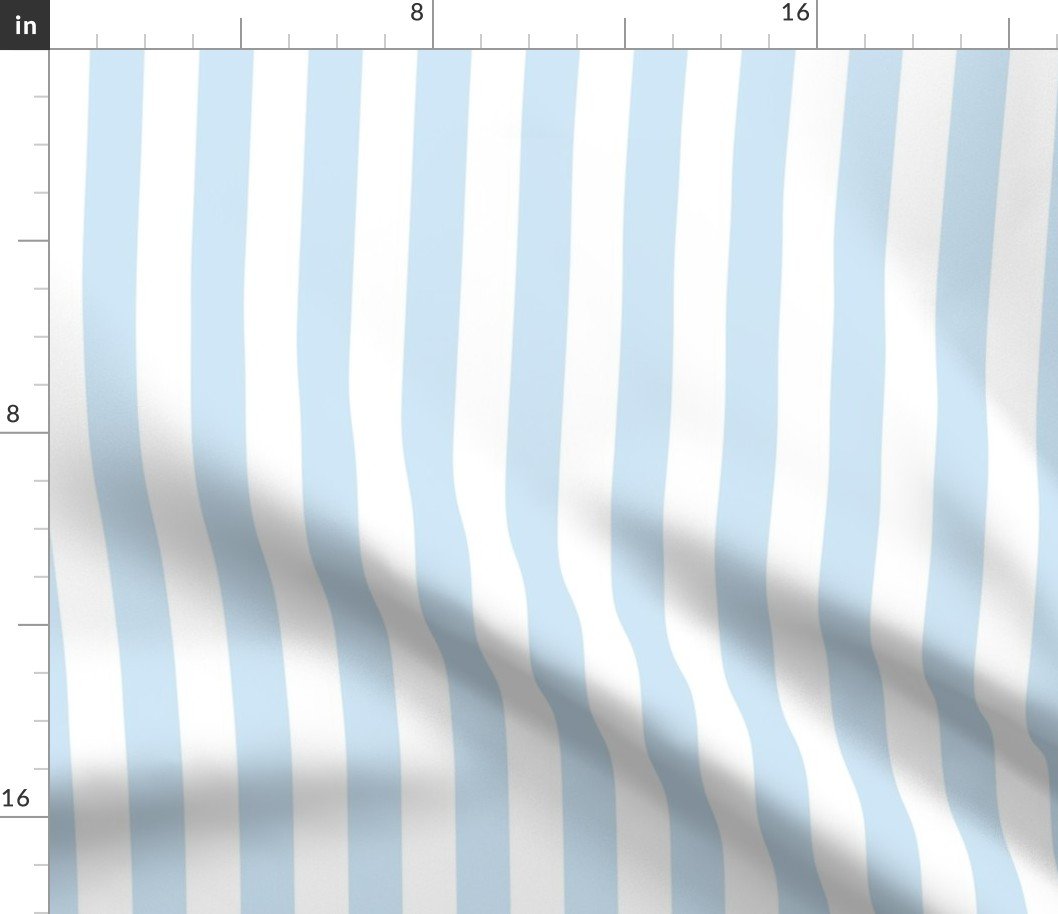 Merry Bright Pastel Blue and White Vertical 1 inch Beach Hut Stripe Fabric