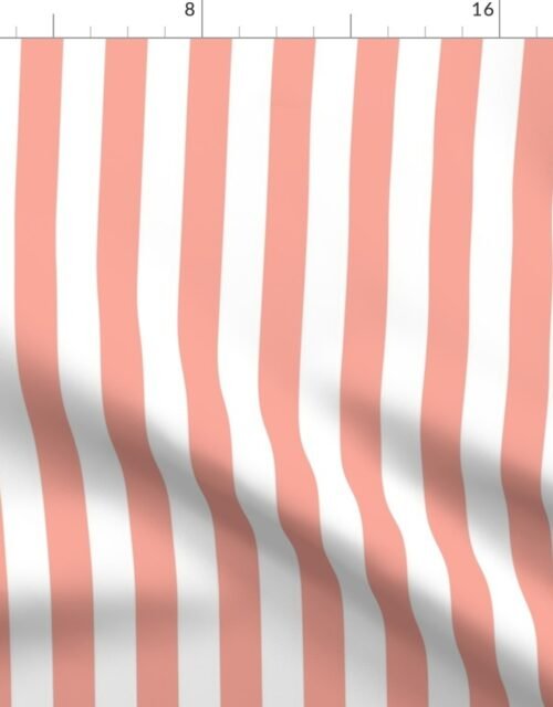 Merry Bright Pastel Peach and White Vertical 1 inch Beach Hut Stripe Fabric
