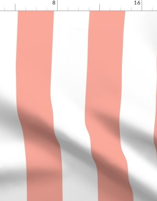 Merry Bright Pastel Peach and White Vertical 3 inch Big Top Circus Stripe Fabric
