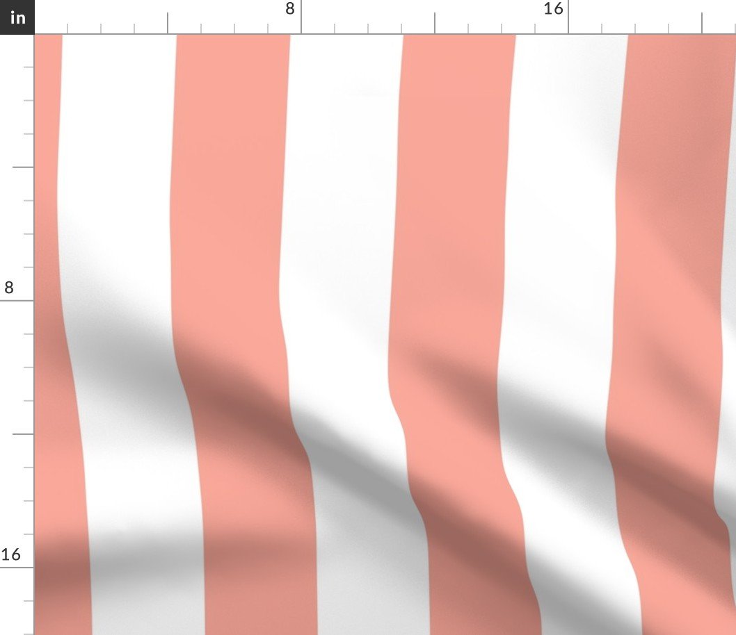 Merry Bright Pastel Peach and White Vertical 3 inch Big Top Circus Stripe Fabric
