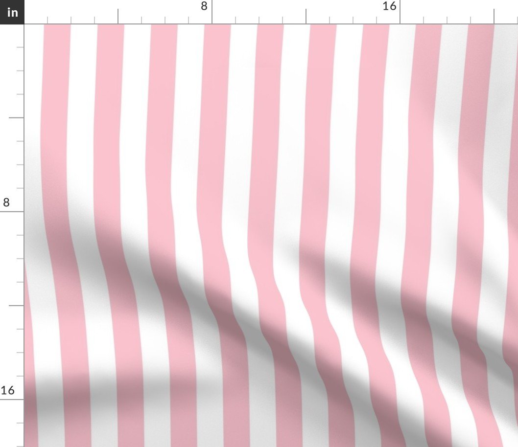 Merry Bright Pink and White Vertical 1 inch Beach Hut Stripe Fabric
