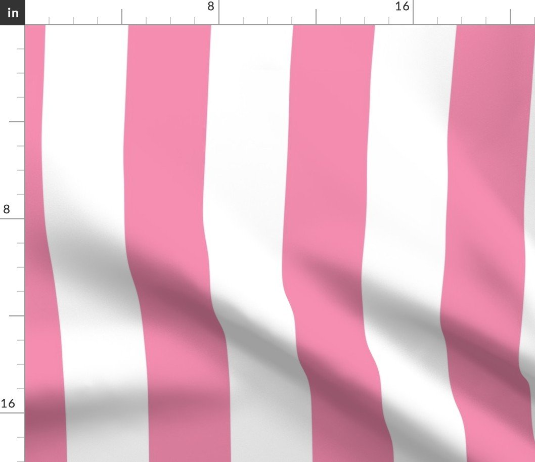 Merry Bright Rose and White Vertical 3 inch Big Top Circus Stripe Fabric
