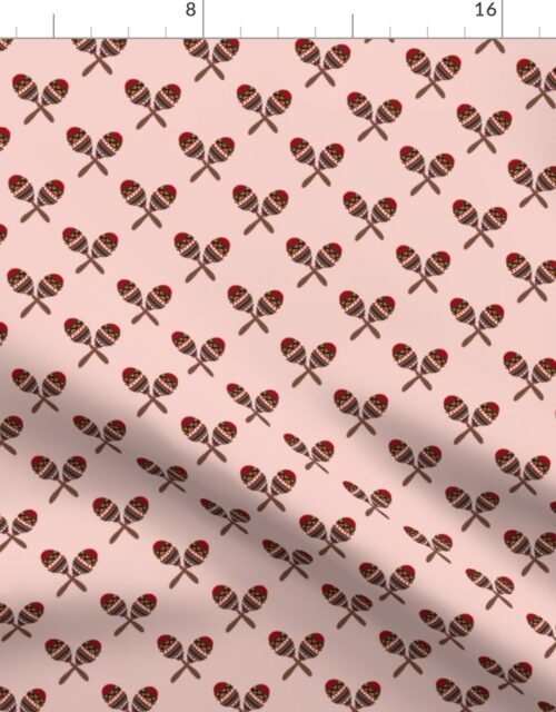 Mexican Maracas on Adobe Pink Background Fabric