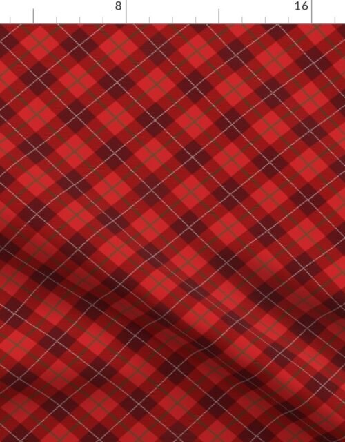 Micro Bright Red Green and White Seasonal Christmas  Tartan Check Plaid Fabric