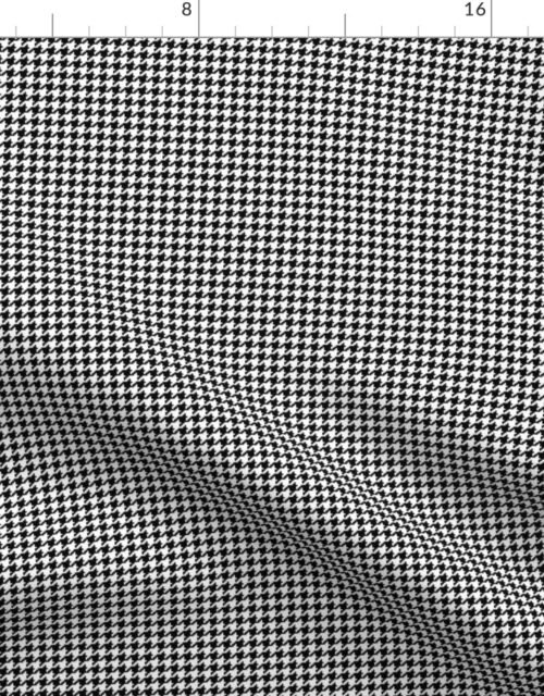 Micro Classic Black and White Geometric Houndstooth Repeat Fabric