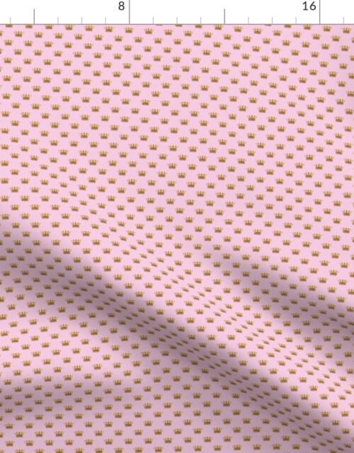 Micro Gold Crowns on Princess Pink Fabric