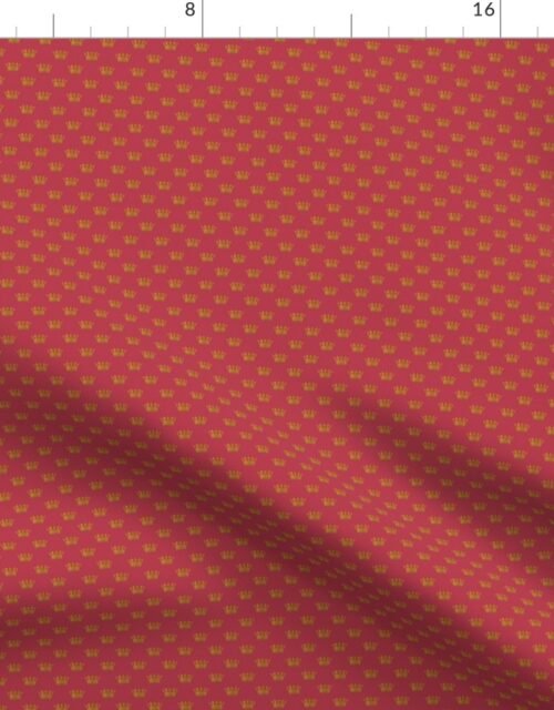 Micro Gold Crowns on Royal Red Fabric