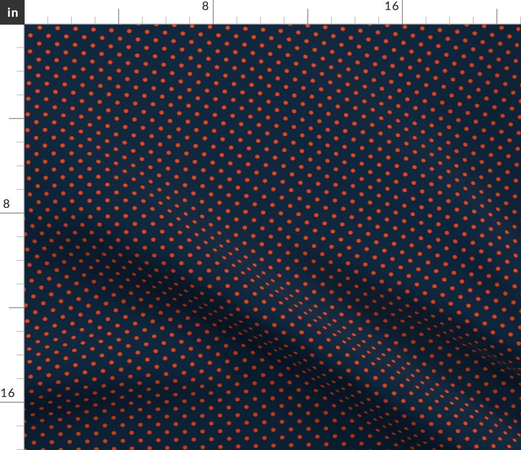 Micro Navy and Orange Polka Dots Fabric Micro Navy and Orange Polka Dots Fabric