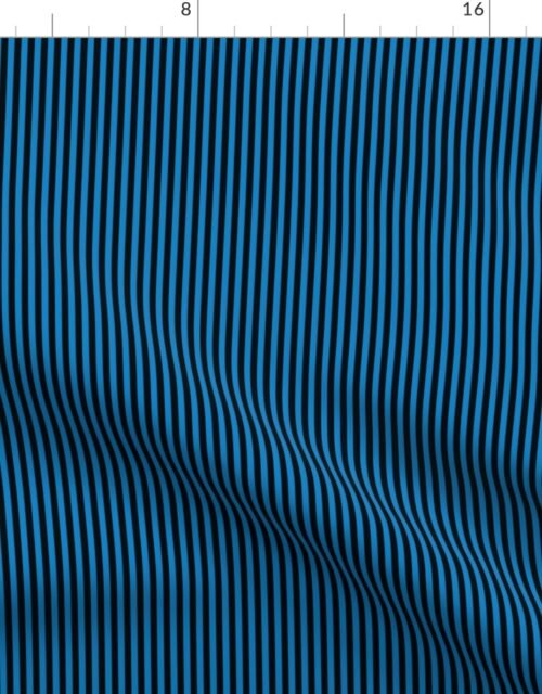 Micro Thin Halloween Stripes in Blue and  Black Fabric