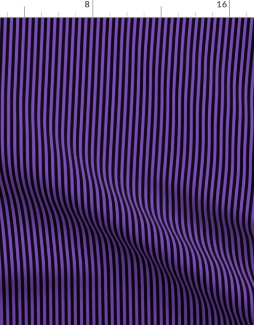 Micro Thin Halloween Stripes in Purple and  Black Fabric