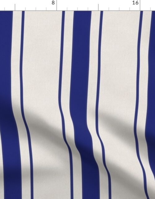 Midi Blue Antique Vintage Mattress Ticking Stripe on Cream Fabric