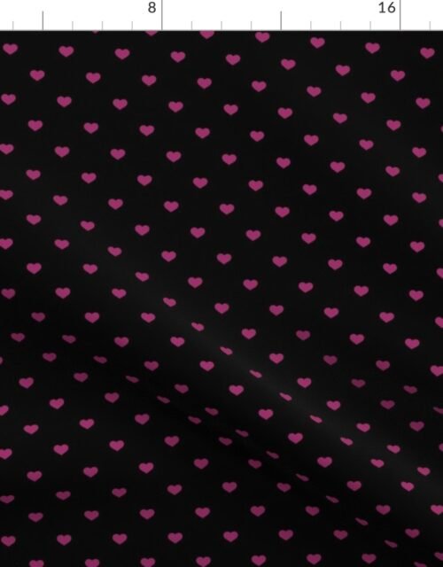 Mini Berry Valentines Polkadot Love Hearts on Black Background Fabric