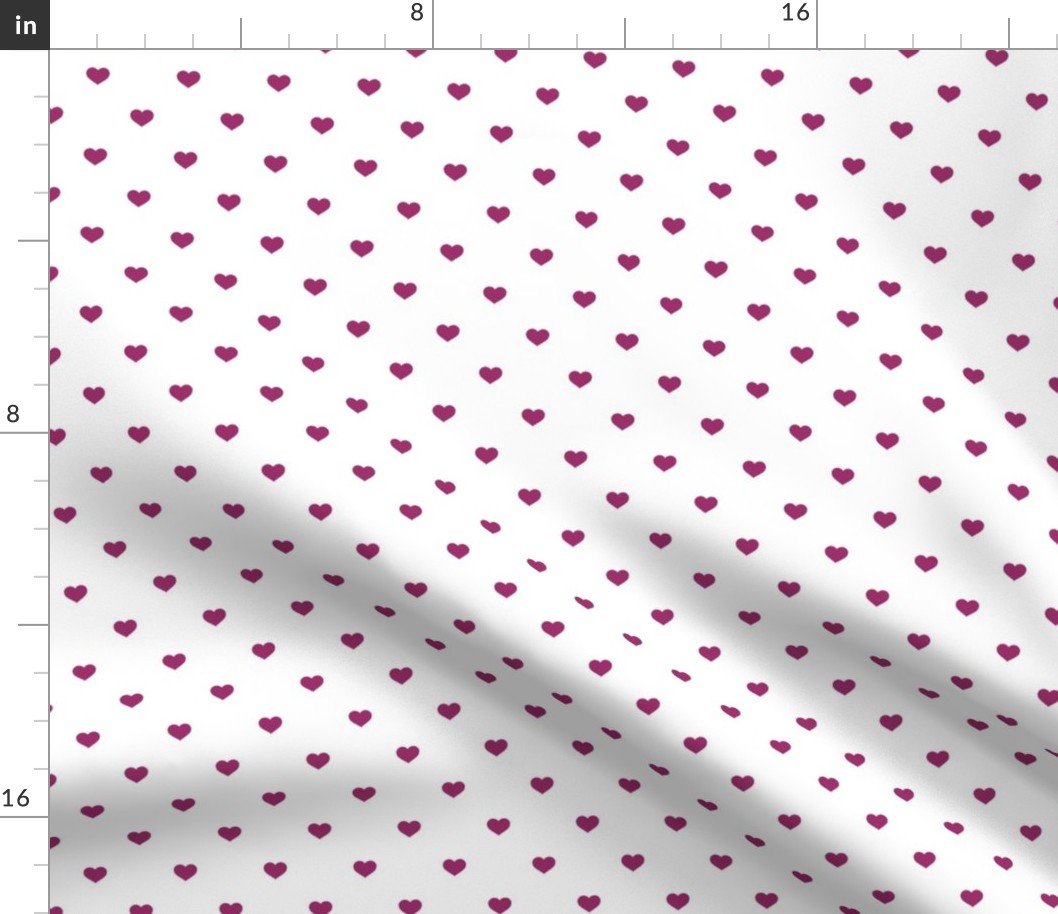 Mini Berry Valentines Polkadot Love Hearts on White Background Fabric Mini Berry Valentines Polkadot Love Hearts on White Background Fabric