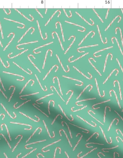 Mini Christmas Candy Canes on Mint Fabric