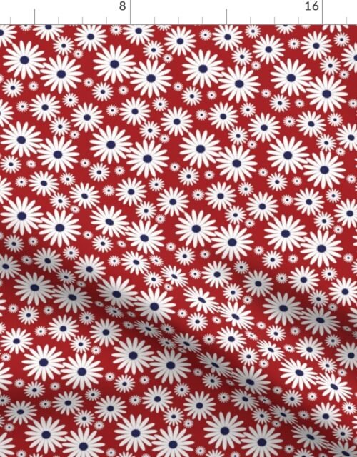 Mini Daisies USA in Red, White and Blue Fabric