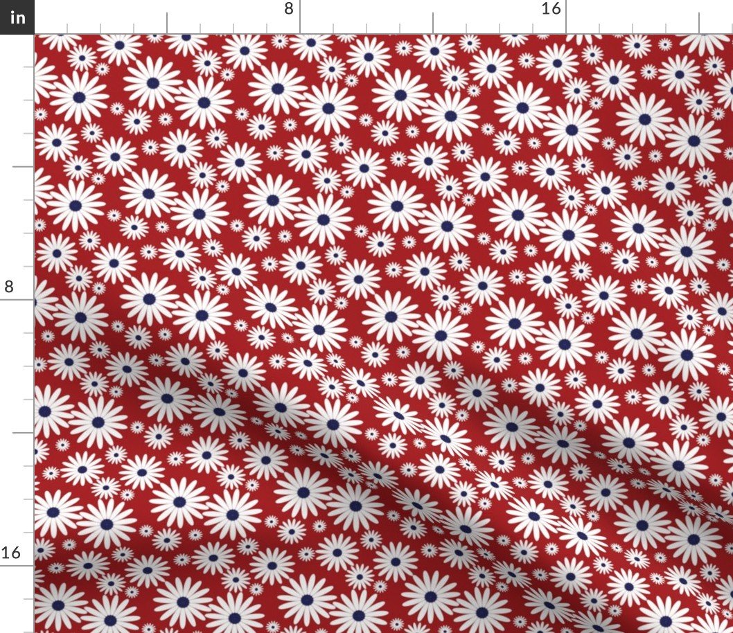 Mini Daisies USA in Red, White and Blue Fabric Mini Daisies USA in Red, White and Blue Fabric