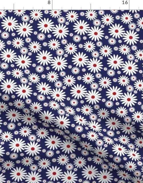Mini Daisies USA in Red, White and Blue Fabric