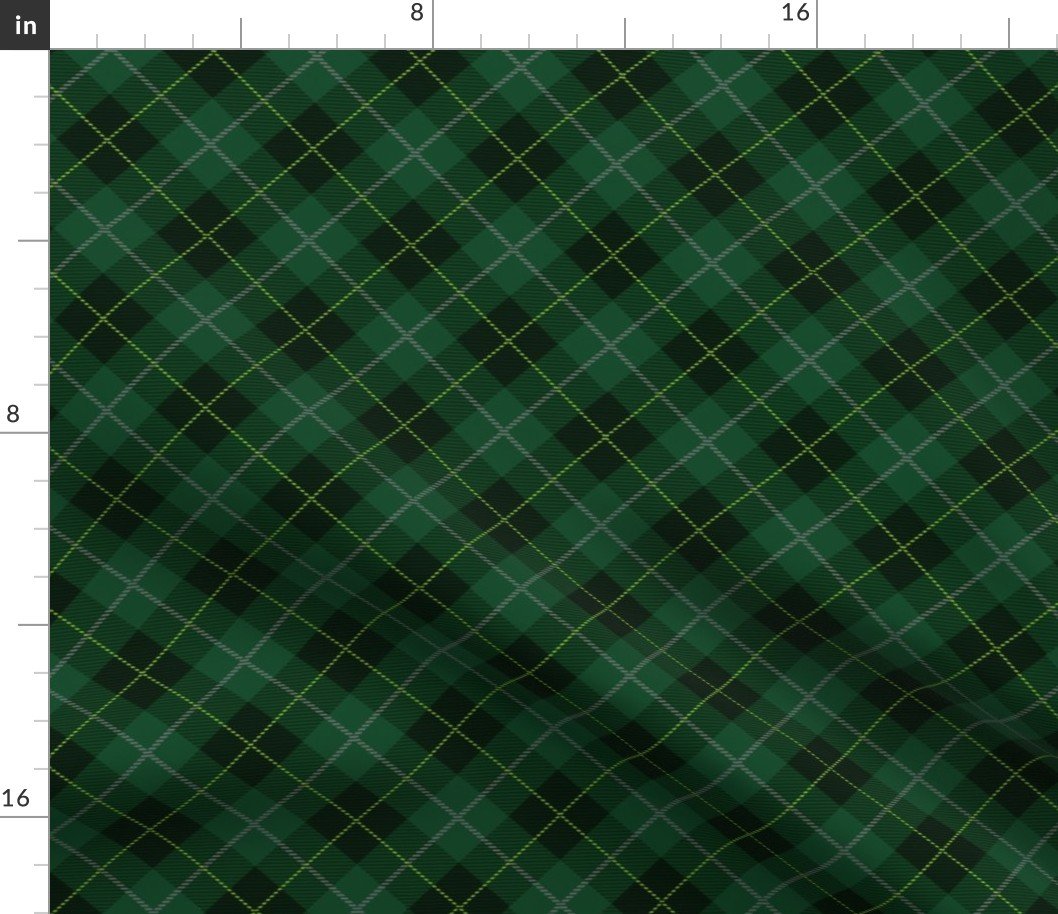 Mini Dark Green with Yellow Line Seasonal Christmas  Tartan Check Plaid Fabric