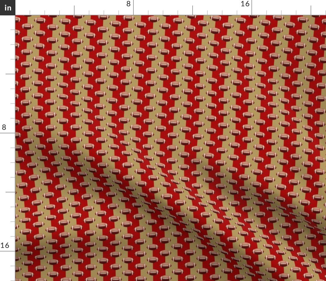 Mini Footballs San Francisco's Famed Team Colors  Red and Gold Fabric