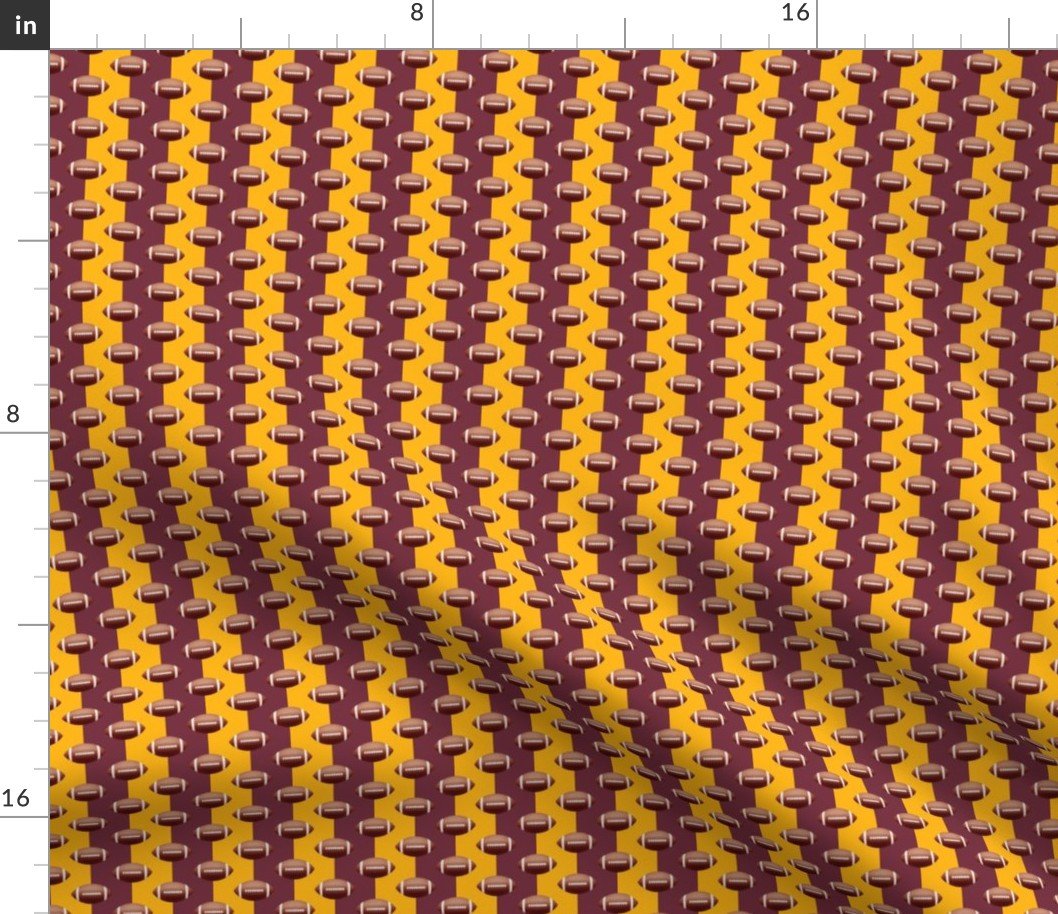 Mini Footballs Washington's Famed Team Colors  Burgundy and Gold Fabric