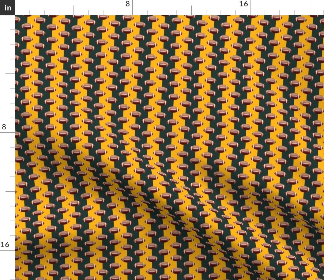 Mini Footballs Wisconsin’s Famed Team Colors of Green and Gold Fabric Mini Footballs Wisconsin's Famed Team Colors of Green and Gold Fabric
