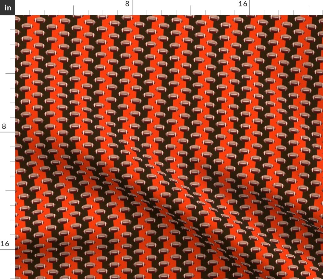 Mini Footballs of Cleveland's Famed Football Team Colors of Brown and Orange Fabric