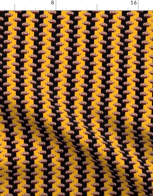 Mini Footballs of Pittsburgh's Famed Football Team Colors of Black and Gold Fabric