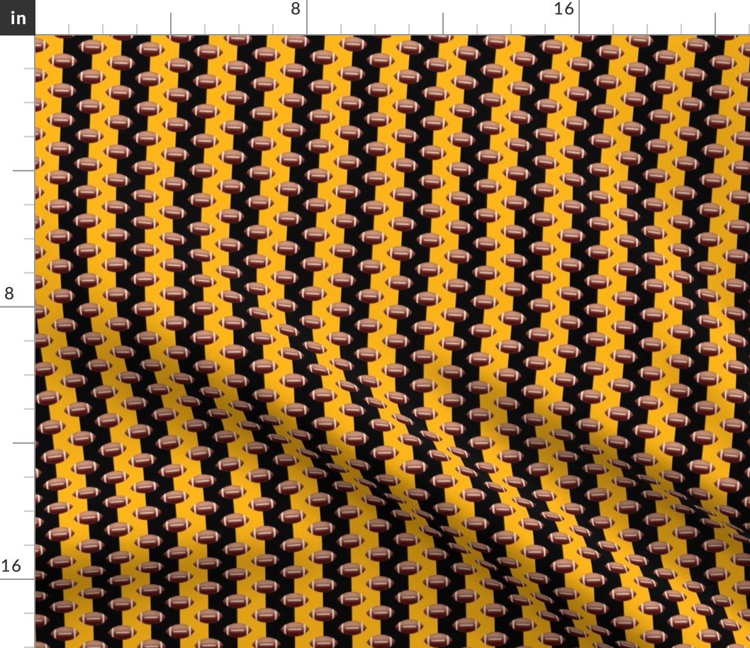 Mini Footballs of Pittsburgh’s Famed Football Team Colors of Black and Gold Fabric Mini Footballs of Pittsburgh's Famed Football Team Colors of Black and Gold Fabric