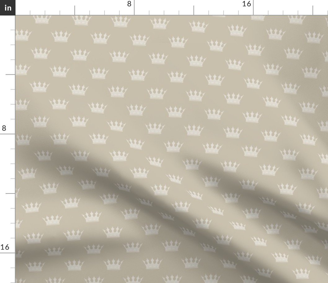Mini George Grey with Pale Grey Crowns Fabric Mini George Grey with Pale Grey Crowns Fabric