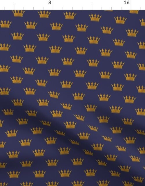 Mini Gold Crowns on Royal Blue Fabric