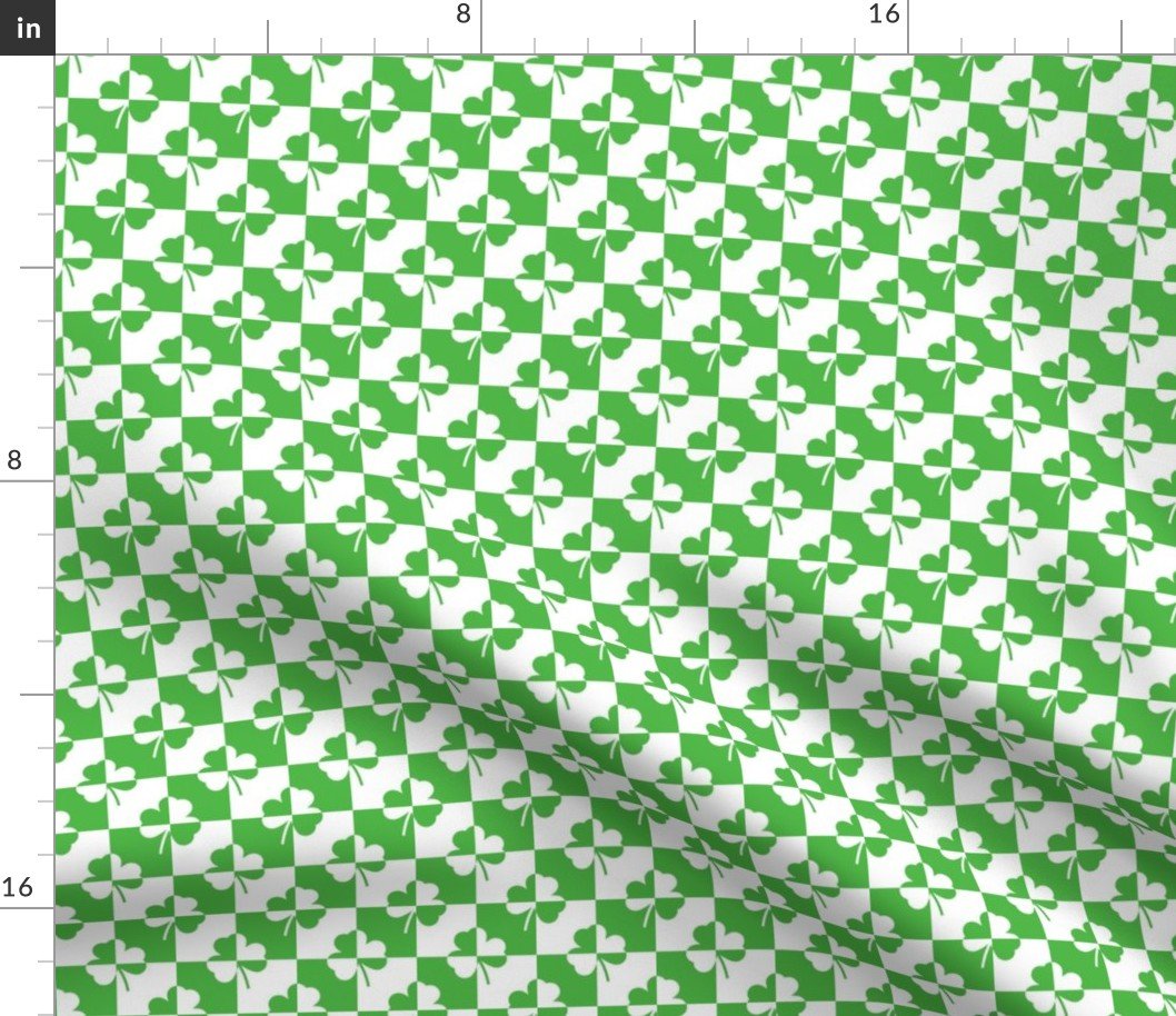 Mini Green and White Irish Clover Check Pattern Fabric Mini Green and White Irish Clover Check Pattern Fabric