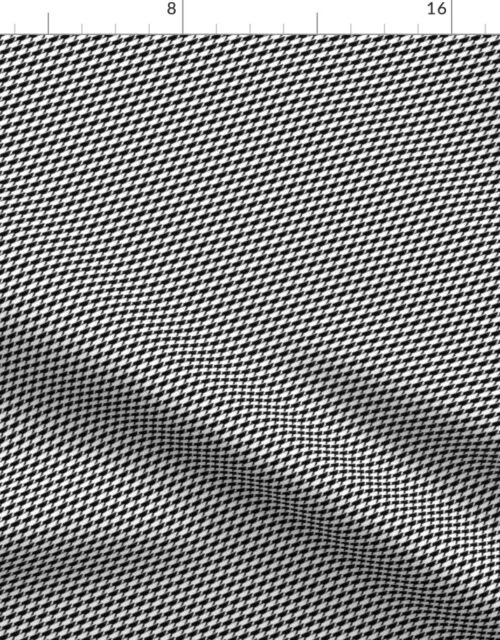 Mini Houndstooth Sharks Pattern Repeat in Black and White Fabric