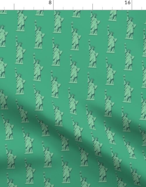 Mini Lady Liberty Statues Repeat in Beguiling Green Fabric