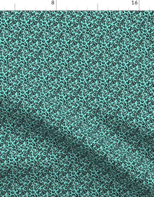 Mini Leopard Spots in Silver and Aqua Blue Fabric