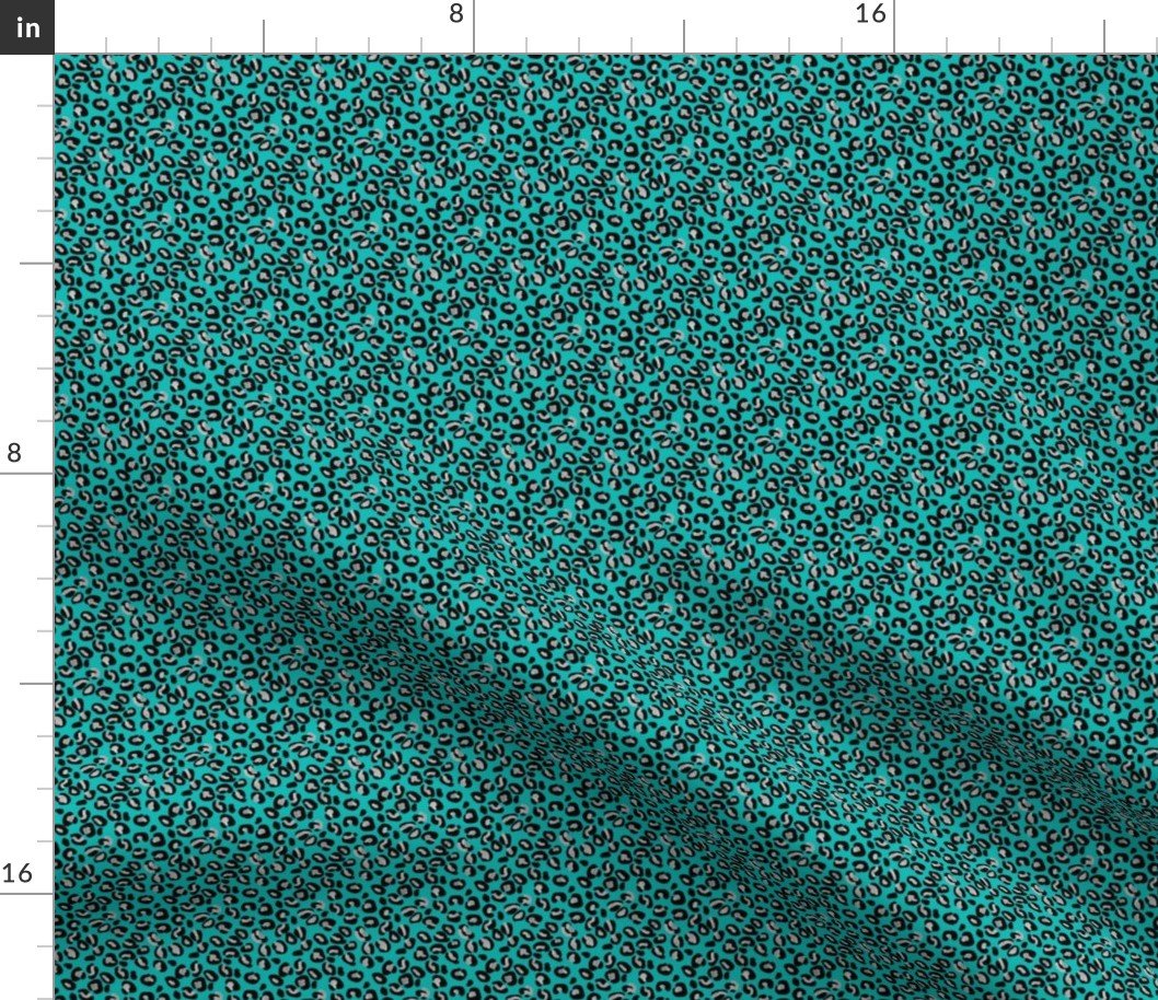 Mini Leopard Spots in Silver and Dark Aqua Blue Fabric Mini Leopard Spots in Silver and Dark Aqua Blue Fabric
