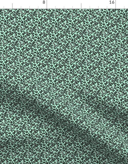 Mini Leopard Spots in Silver and Mint Fabric