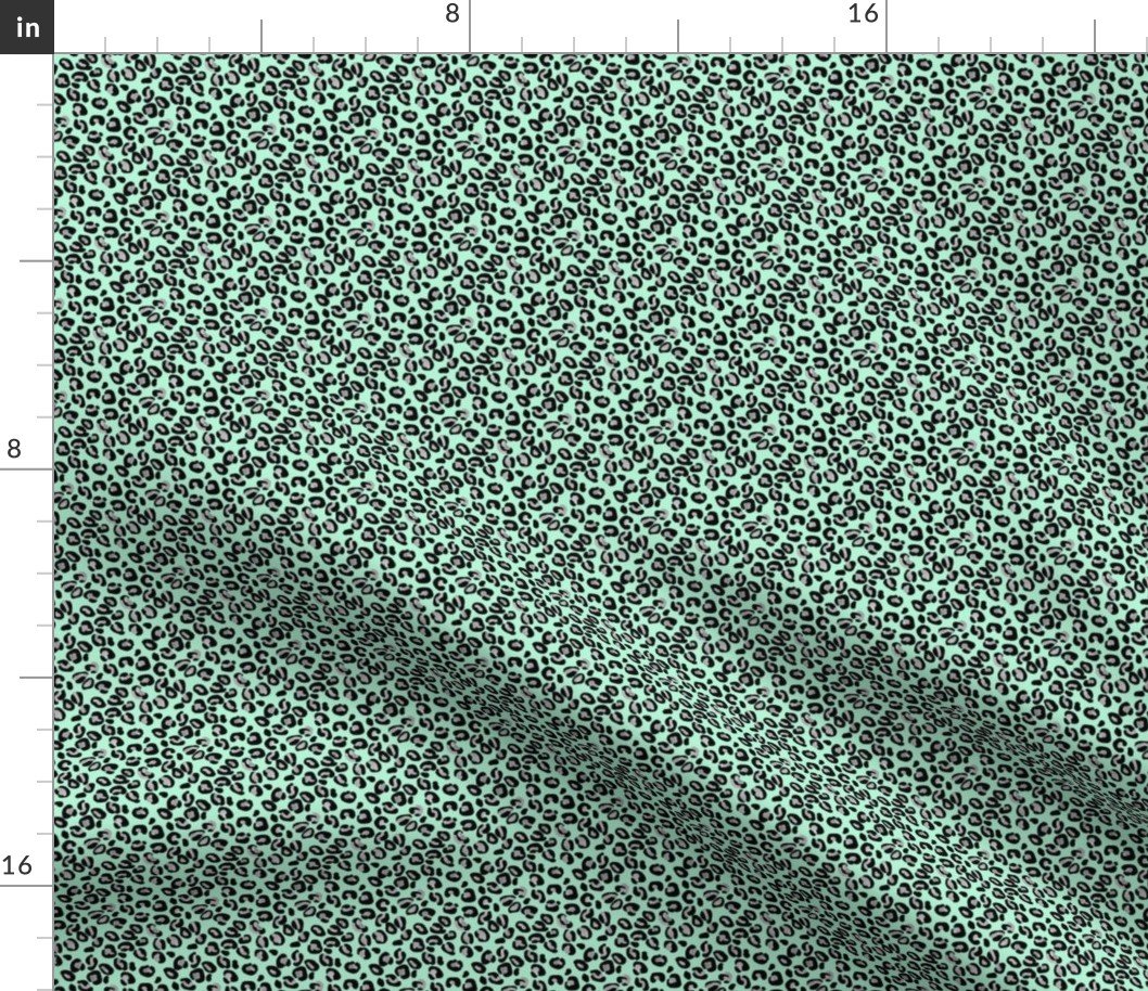 Mini Leopard Spots in Silver and Mint Fabric Mini Leopard Spots in Silver and Mint Fabric