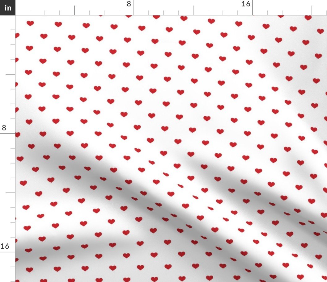 Mini Poppy Red Valentines Polkadot Love Hearts on White Background Fabric Mini Poppy Red Valentines Polkadot Love Hearts on White Background Fabric