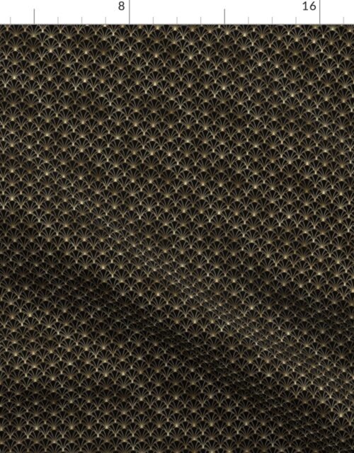 Mini Scallop Shells in Black and Gold Art Deco Vintage Foil Pattern Fabric