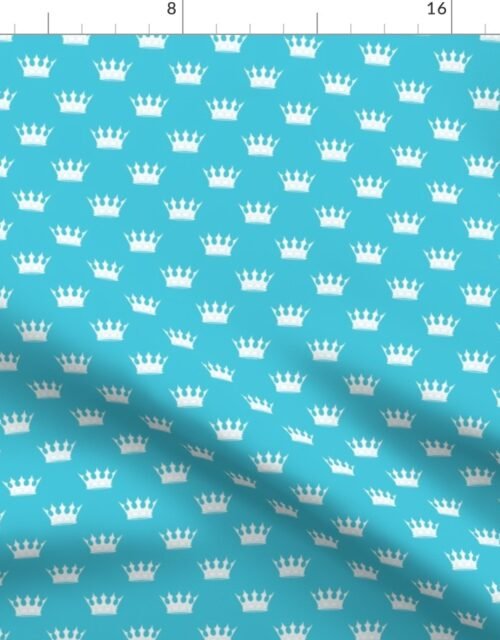 Mini Turquoise with Pale Grey Crowns Turquoise Fabric
