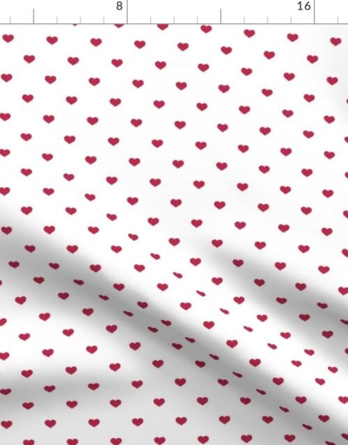 Mini Viva Magenta Love Heart Polka Dots on White Fabric