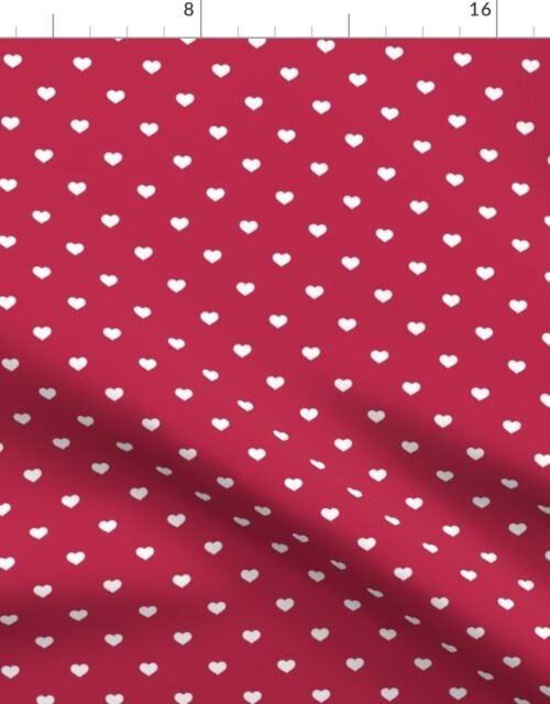 Mini White Love Heart Polka Dots on Viva Magenta Fabric