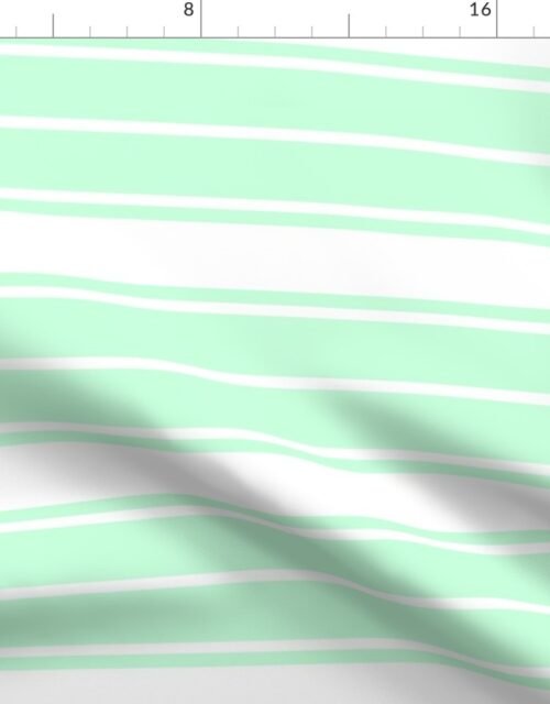 Mint Foam and White Vertical French Stripe Fabric
