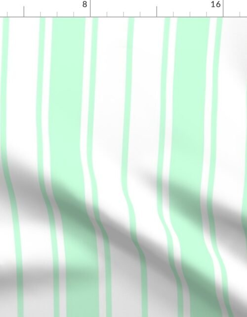 Mint Foam and White Vertical French Stripe Fabric